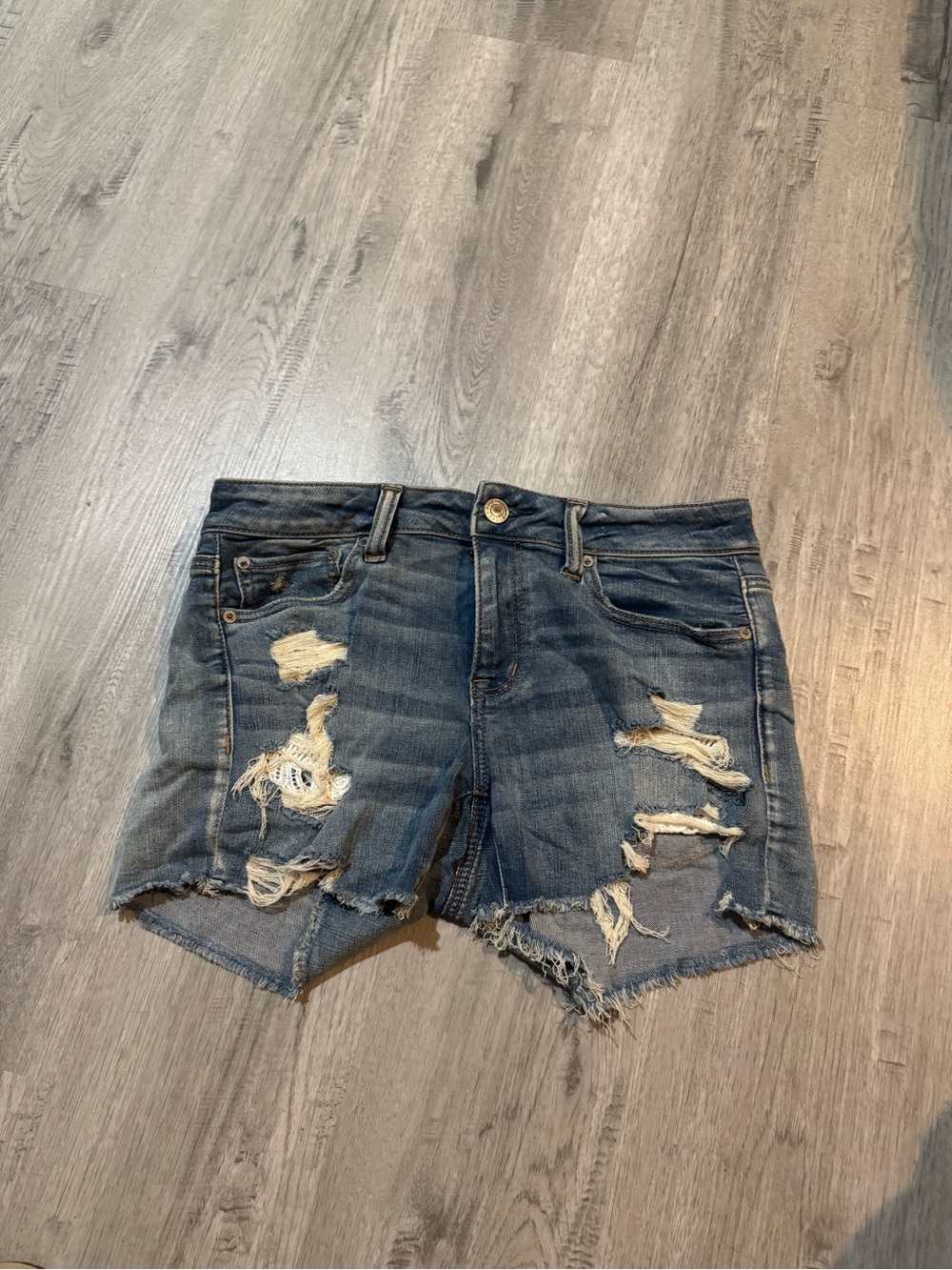 American Eagle Outfitters Distressed Blue Denim Cutoff Shorts